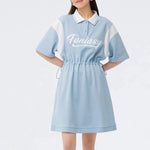 Carregue a imagem no visualizador da Galeria, Semir Dress Women&#39;s Letter Contrast Loose Short Dress 2023 Summer New Retro Waist Polo Dress  Amaijoin
