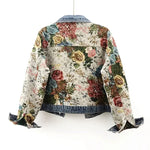 Carregue a imagem no visualizador da Galeria, 2024 Spring Autumn New Print Denim Jacket Splicing Long Sleeve Lapel Pocket Denim Tops Women&#39;s Short Jacket Fashion Cowgirl Coat  Amaijoin
