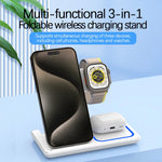 Carregue a imagem no visualizador da Galeria, 30W LED Fast Wireless Charger Stand 3 in 1 Foldable Charging Station For iPhone 15 14 13 12 11 Apple Watch 9 8 7 6 5 Airpods Pro  Amaijoin
