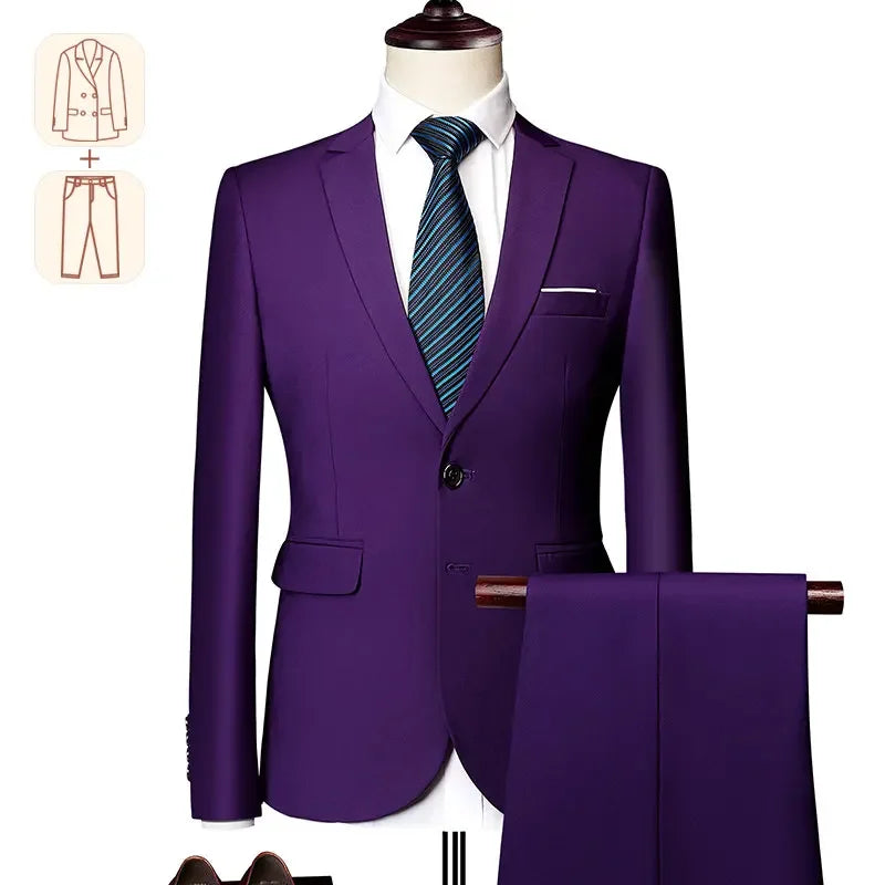 Men's Business Casual Suit for Weddings, Genuine Blazer, Vest and Pants, Big & Tall,Slim Fit Waistcoat, Dress Trousers, US Size  Amaijoin