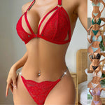 Carregue a imagem no visualizador da Galeria, Sexy Elegant Lace Lingerie Set Women&#39;S Casual Solid Color Embroidery Belt Underwear Suits Hollow Deep V Lingeries Sets Sexy  Amaijoin
