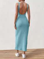 Carregue a imagem no visualizador da Galeria, Solid Backless Tank Dress，Summer new sexy backless mid-length knitted sleeveless dress  Amaijoin
