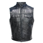 Carregue a imagem no visualizador da Galeria, Sons of Anarchy Embroidery Motorcycle Vest Men Leather Sleeveless Jacket Real Cowhide Leather Club Riding Biker Vests M008  Amaijoin
