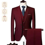 Carregue a imagem no visualizador da Galeria, Men&#39;s Business Casual Suit for Weddings, Genuine Blazer, Vest and Pants, Big &amp; Tall,Slim Fit Waistcoat, Dress Trousers, US Size  Amaijoin
