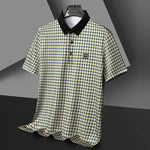 Load image into Gallery viewer, New Men&#39;s Plaid Badge Short Sleeved POLO Shirt Summer Casual Top  Amaijoin
