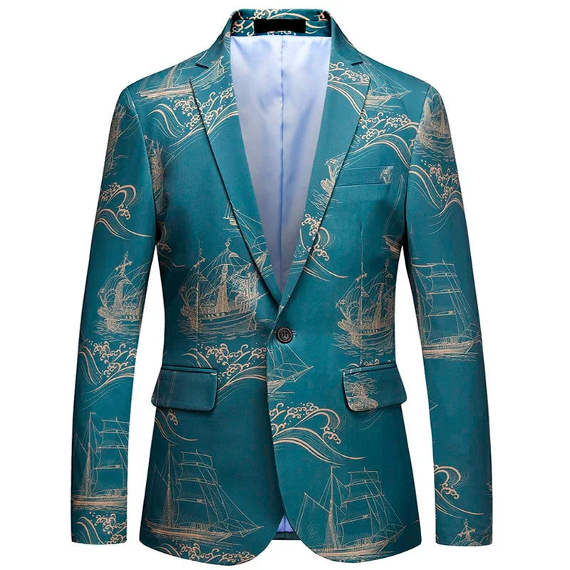 2023 Fashion New Men's Casual Boutique Business Holiday Flower Suit / Male Slim Floral Blazer Jacket Coat  Amaijoin