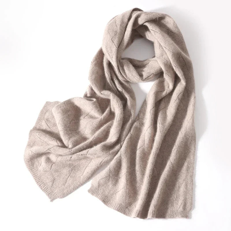 100%Pure Wool Long Scarf Women Knitted Winter Autumn Minimalist Wrap Hijabs Warm Soft Cashmere Pashmina Shawl Neck Warmer Female  Amaijoin