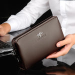 Carregue a imagem no visualizador da Galeria, KANGAROO Luxury Brand Men Clutch Bag Leather Long Purse Password Money Bag Business wristlet Phone Wallet Male Casual Handy Bags  Amaijoin
