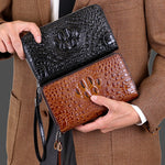 Load image into Gallery viewer, High Quality Crocodile Leather Double Zipper Design For Men&#39;s Handbags Wallets Card Bags Sacoche Homme Bag for Men Bolso Hombre  Amaijoin
