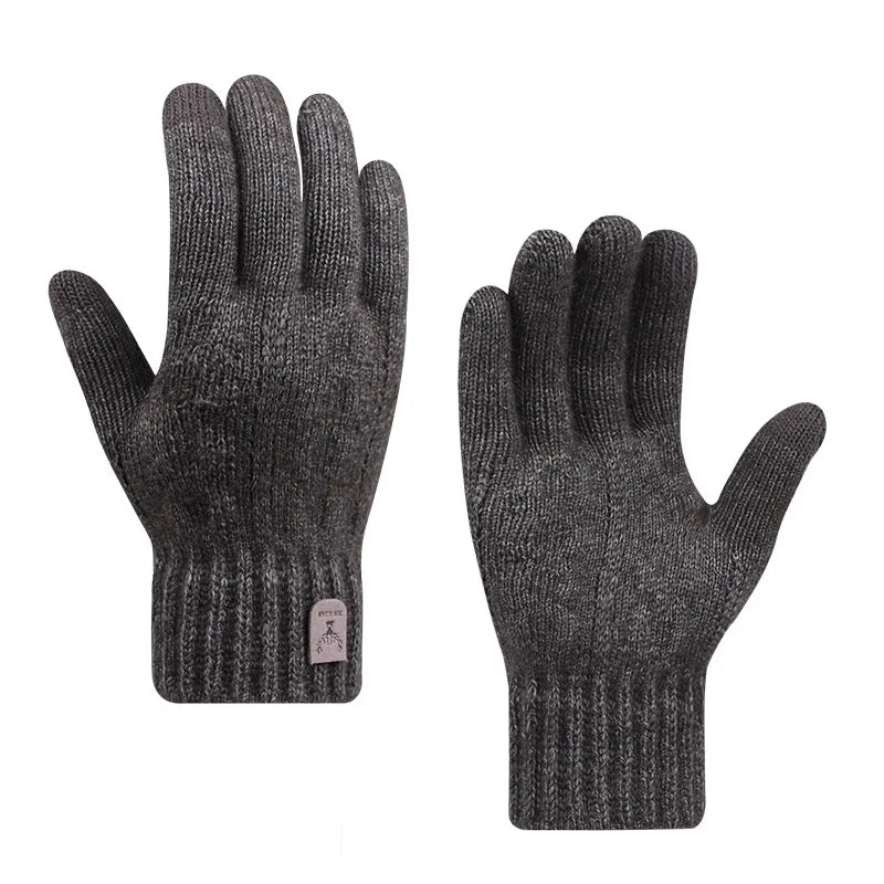 2023 new men's warm gloves winter touch screen plus fleece gloves cold warm wool knitted gloves  Amaijoin