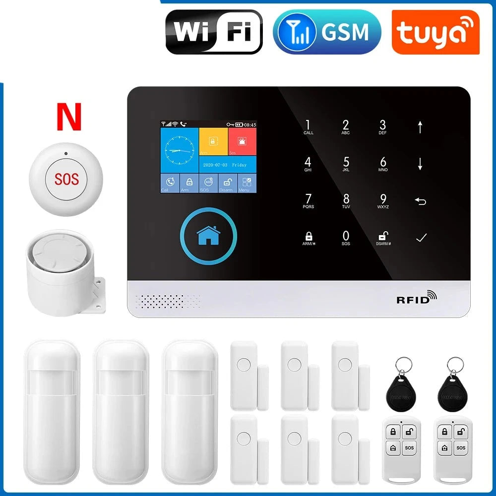 PGST 103 2.4 inch Screen 4G 2G WIFI GSM Home Bulgar Security System for Home 433MHz APP Control RFID Card with PIR Motion  Amaijoin