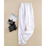 Load image into Gallery viewer, Summer Baggy Cotton Linen Pants Women Elegant High Waist White Wide Leg Pants Woman Casual Loose Straight Full Trousers Female  Amaijoin
