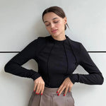 Carregue a imagem no visualizador da Galeria, Autumn Winter Knitted Sweater Y2K Long Sleeve Slim Fit Pullovers Women All Match Bottoming Tops Solid Color O Neck T-shirt  Amaijoin
