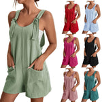 Carregue a imagem no visualizador da Galeria, Women&#39;s clothing sales Women&#39;s Tie Shoulder Overall Shorts Scoop Neck Romper Jumpsuit With Pocket jumpsuit women  Amaijoin
