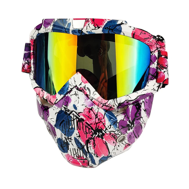 Motorcycle Mask Sakura Pattern Street Hip Hop Face Mask Motorcycle Goggles Mask Open Face Motorcycle Helmet Cycling Face Shield  Amaijoin