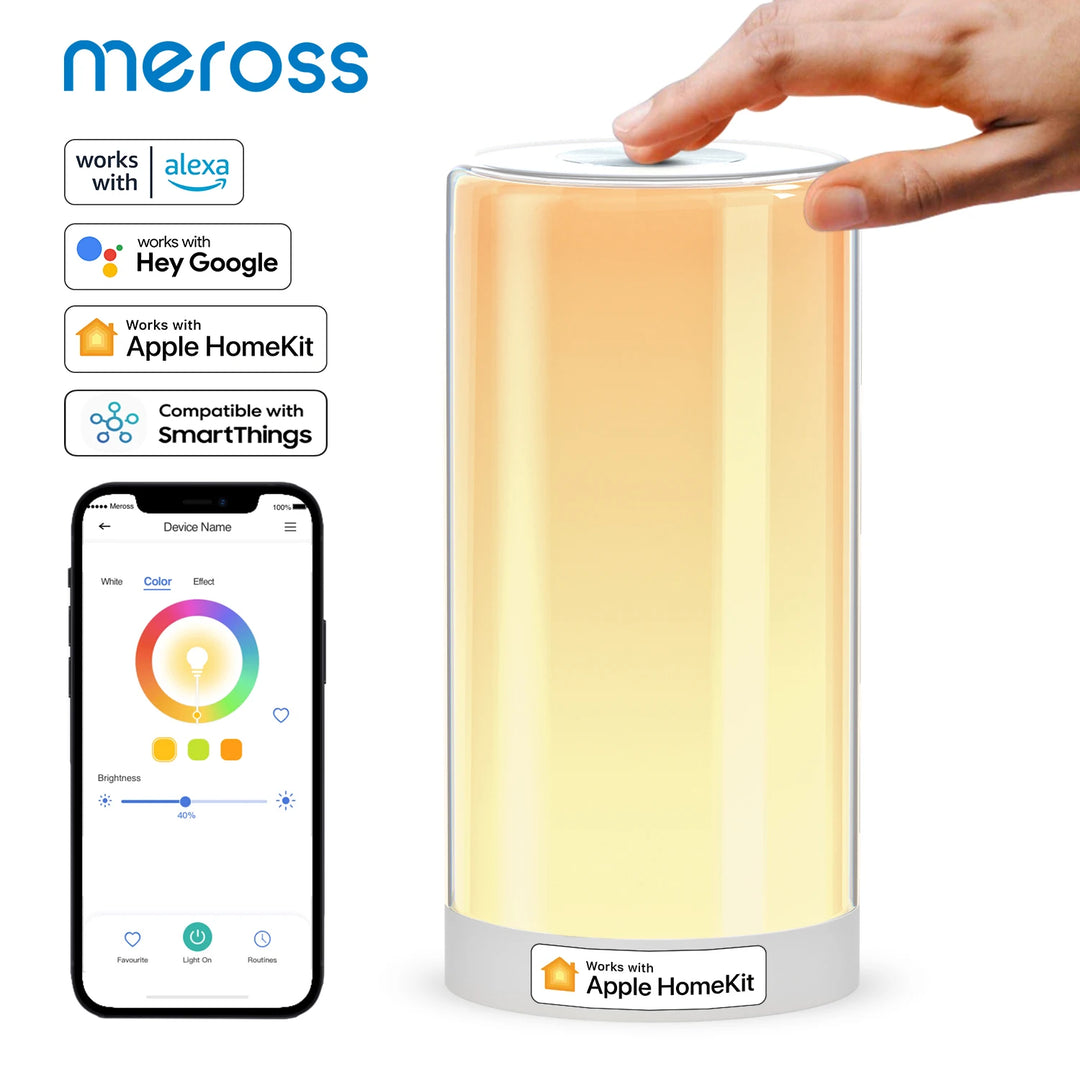 Meross HomeKit Smart Table Lamp RGBWW LED Wi-Fi Night Lamp 6W Touch Sensor Dimmable Bedside Light Support Alexa Google Assistant  Amaijoin