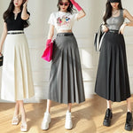 Load image into Gallery viewer, Gray Fashion High Waist A-line Pleated Skirt Women Long Skirts Office Lady Elegant Suit Skirt 2023 New Spring Summer Midi Skirts  Amaijoin
