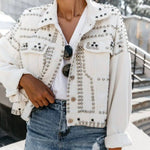 Carregue a imagem no visualizador da Galeria, Women Turn-down Collar Washed Denim Jackets Single Breasted Vintage Full Sleeve Rivet Locomotive Streetwear Gothic Jacket Spring  Amaijoin
