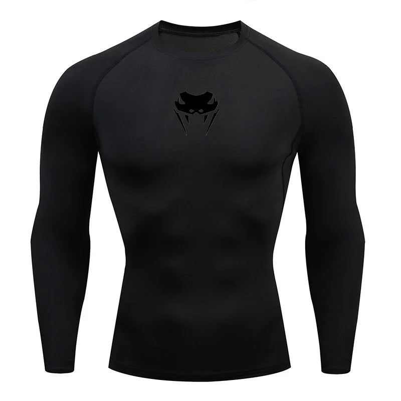 Men O-Neck Compression Shirt Gym MMA Long or Short Sleeve T-shirt Men's Fitness Bodybuilding Clothes Rashguard Sports Top Tees  Amaijoin