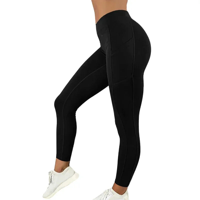 Sportswear Woman Gym Leggings Pocketed Yoga Pants Fitness Running Pants Stretchy Sportswear Plus Size Sports Gym Pant for Women  Amaijoin