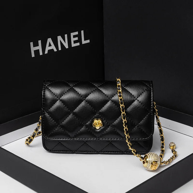 Fang Fat Little Golden Ball Bag Bag New Fashion Women's Bag Little Xiangfeng Lingge Chain Bag One Shoulder Crossbody Bag  Amaijoin