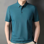 Carregue a imagem no visualizador da Galeria, High quality wrinkle resistant ice silk short sleeve t-shirt men&#39;s summer Lapel loose casual solid color top high-end polo men  Amaijoin
