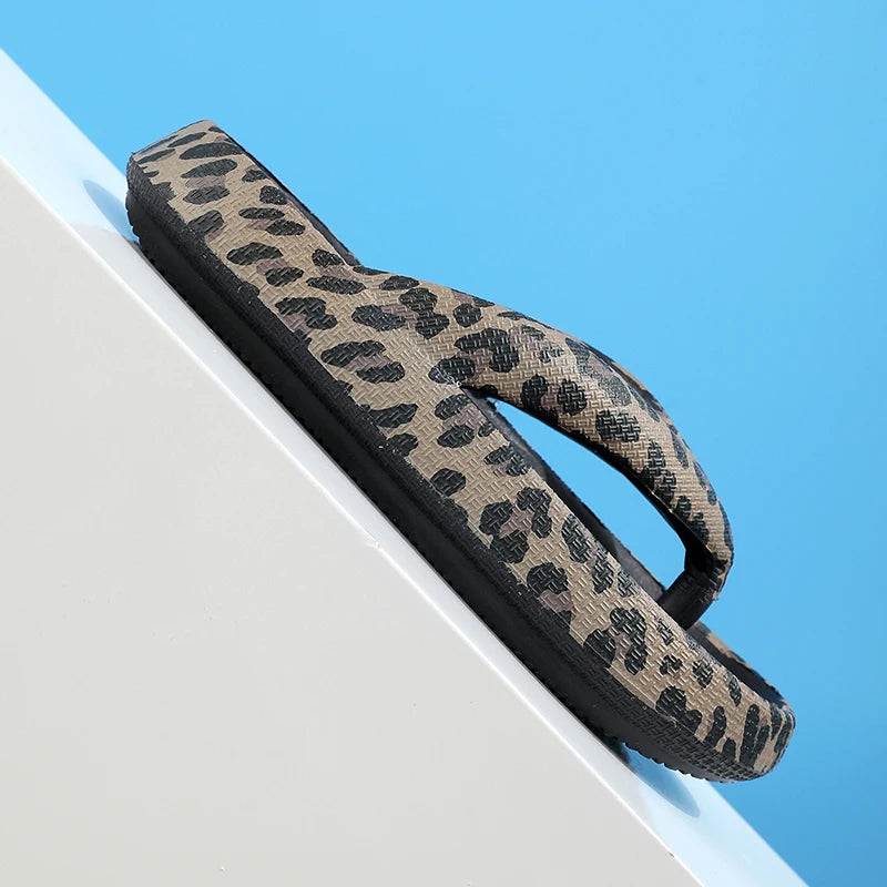 Summer Women Comfort Flip-Flop Leopard Soft Thick-Soled Cloud Slippers Travel Vacation Beach Shoes New Women Sandals  Amaijoin