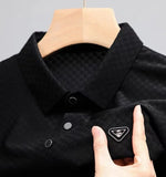 Carregue a imagem no visualizador da Galeria, Luxury fashion waffle short sleeve T-shirt men&#39;s 2023 summer high-end brand ice silk breathable casual business lapel polo shirt  Amaijoin
