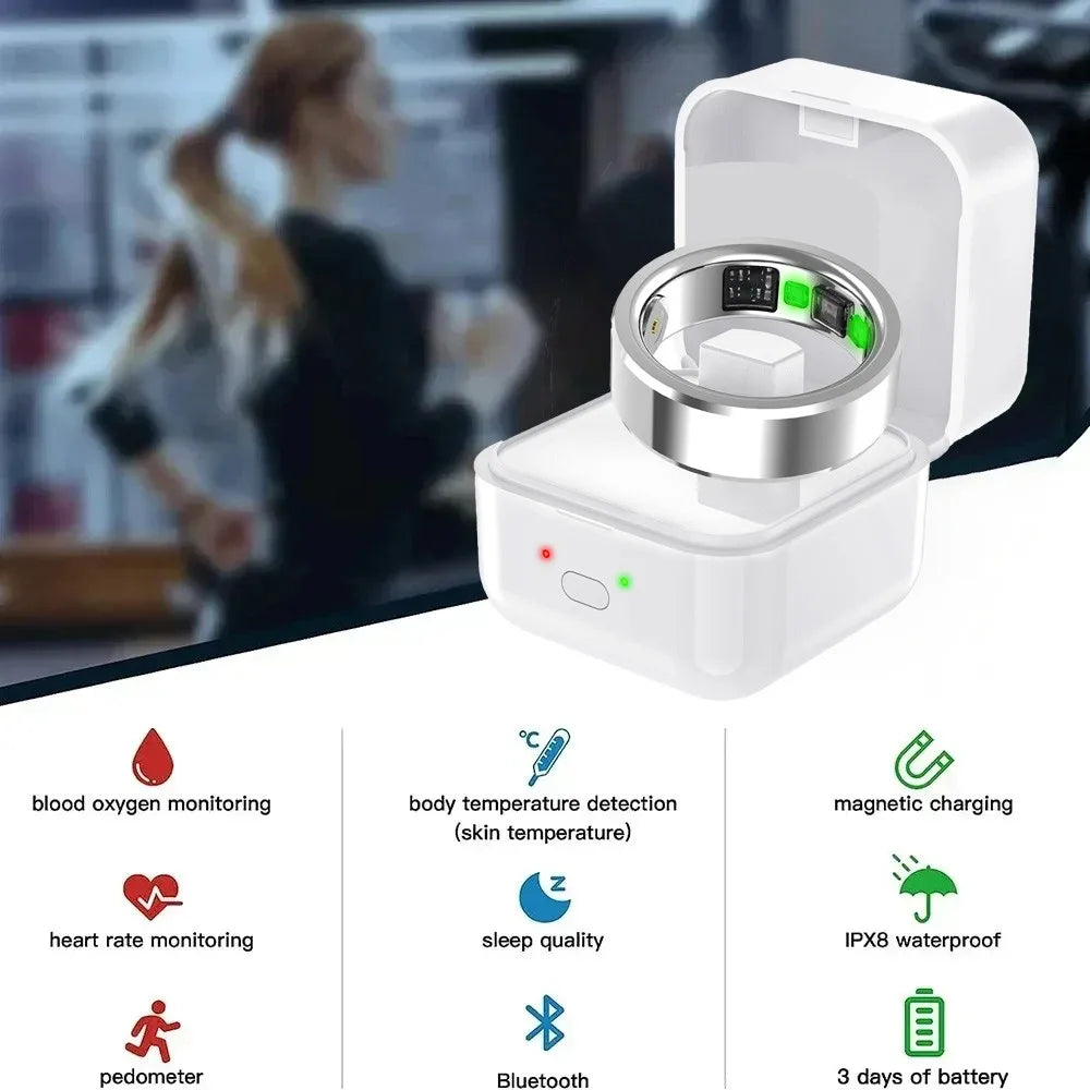 New Multifunctional Health Smart Ring Heart Rate Temperature Sleep Body Temperature Monitoring Smart Finger Ring for Android Ios  Amaijoin