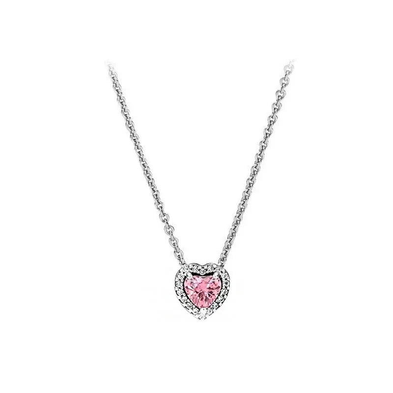 New 925 sterling silver classic dazzling heart-shaped multi circular pendant necklace fits design original charm beaded DIY gift  Amaijoin