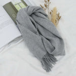 Carregue a imagem no visualizador da Galeria, High Quality 100% Wool Scarf Men Women Solid Color Tassel Autumn Winter Business Versatile Classic Warm Soft Muffler Couples  Amaijoin
