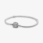 Carregue a imagem no visualizador da Galeria, Pandora 925 Sterling Silver Heart Clasp Snake Chain Bracelet fit Silver Charms Women Bracelet Making DIY Birthday Gift  Amaijoin
