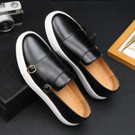 Load image into Gallery viewer, Men&#39;s Casual Leather Shoes Men Fashion British Style Loafers Mens Slip-on Outdoor Flats Monk Shoes  Amaijoin
