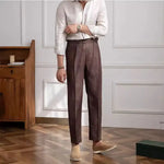 Carregue a imagem no visualizador da Galeria, 100% Linen Italian Naples Pants Men High Waist Straight  Suit Trousers Spring Summer Fashion Lightweight Breathable Casual Pants  Amaijoin
