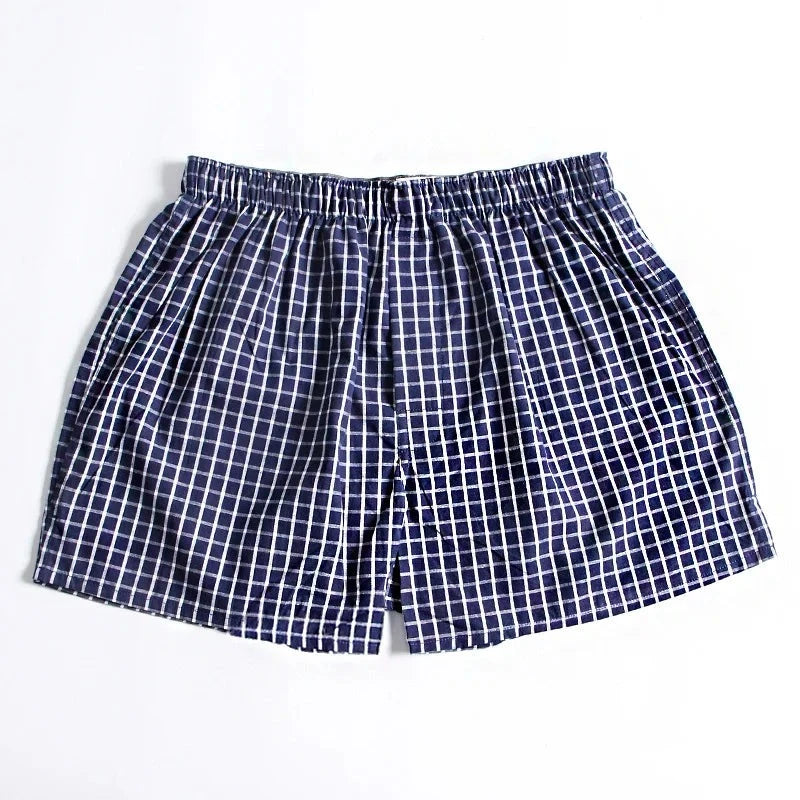 Summer thin Fashion casual plaid sleep bottoms men 100% cotton shorts sleepwear male pajamas Arrow pants S  Amaijoin