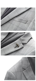 Carregue a imagem no visualizador da Galeria, ( Jacket + Vest + Pants ) 2024 New Fashion Boutique Plaid Mens Casual Business Suit Groom Wedding Dress Formal Slim Plaid Suit  Amaijoin
