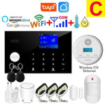 Carregue a imagem no visualizador da Galeria, Tuya Smart Home Wifi GSM Burglar Alarm System APP Control 433MHz Wireless Door Water Sensor PIR Motion Carbon Monoxide Detector  Amaijoin
