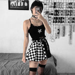 Carregue a imagem no visualizador da Galeria, Halloween Contrast Color Black and White Checkered Dark Style Skirt  Amaijoin
