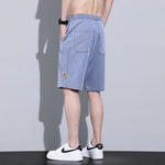 Carregue a imagem no visualizador da Galeria, Summer Soft Cosy Lyocell Fabric Men&#39;s Denim Shorts Thin Loose Pants Drawstring Elastic Waist Korea Casual Short Plus Size M-5XL  Amaijoin
