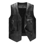 Carregue a imagem no visualizador da Galeria, Hot Sale Mens PU Leather Vest Thick Warm Male Overcoat Plus Size safety biker Vests Outwear Fashion Waistcoat tactical vest  Amaijoin
