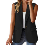 Load image into Gallery viewer, Women&#39;s Vest 2023 Sleeveless Vests Summer Waistcoat Sleeveless Business Vest Coat V-Neck Single-breasted Ladies Casual Tops Coat  Amaijoin
