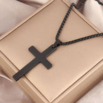 Carregue a imagem no visualizador da Galeria, 316L Stainless Steel Cross Necklace For Men Chain Necklaces Punk Gold Silver Black Color Cross Pendant Necklace  Jewelry  Amaijoin
