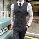 Carregue a imagem no visualizador da Galeria, High Quality Autumn Double Breasted Suit Vest Men Business Formal Sleeveless Vest Slim Fit Wedding Groom Banquet Party Waistcoat  Amaijoin
