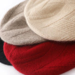 Carregue a imagem no visualizador da Galeria, Women Hat Winter New 100% Pure Cashmere Knitted Headgears Soft Warm Hats Lady Fashion Casual Thicken Cap Quality Cashmere Cap  Amaijoin
