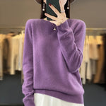 Carregue a imagem no visualizador da Galeria, Warm Sweater for Women Wool Soft O-neck Pullover Autumn Winter Casual Knit Top Solid Color Regular Female Knitwear Woolen Woman  Amaijoin
