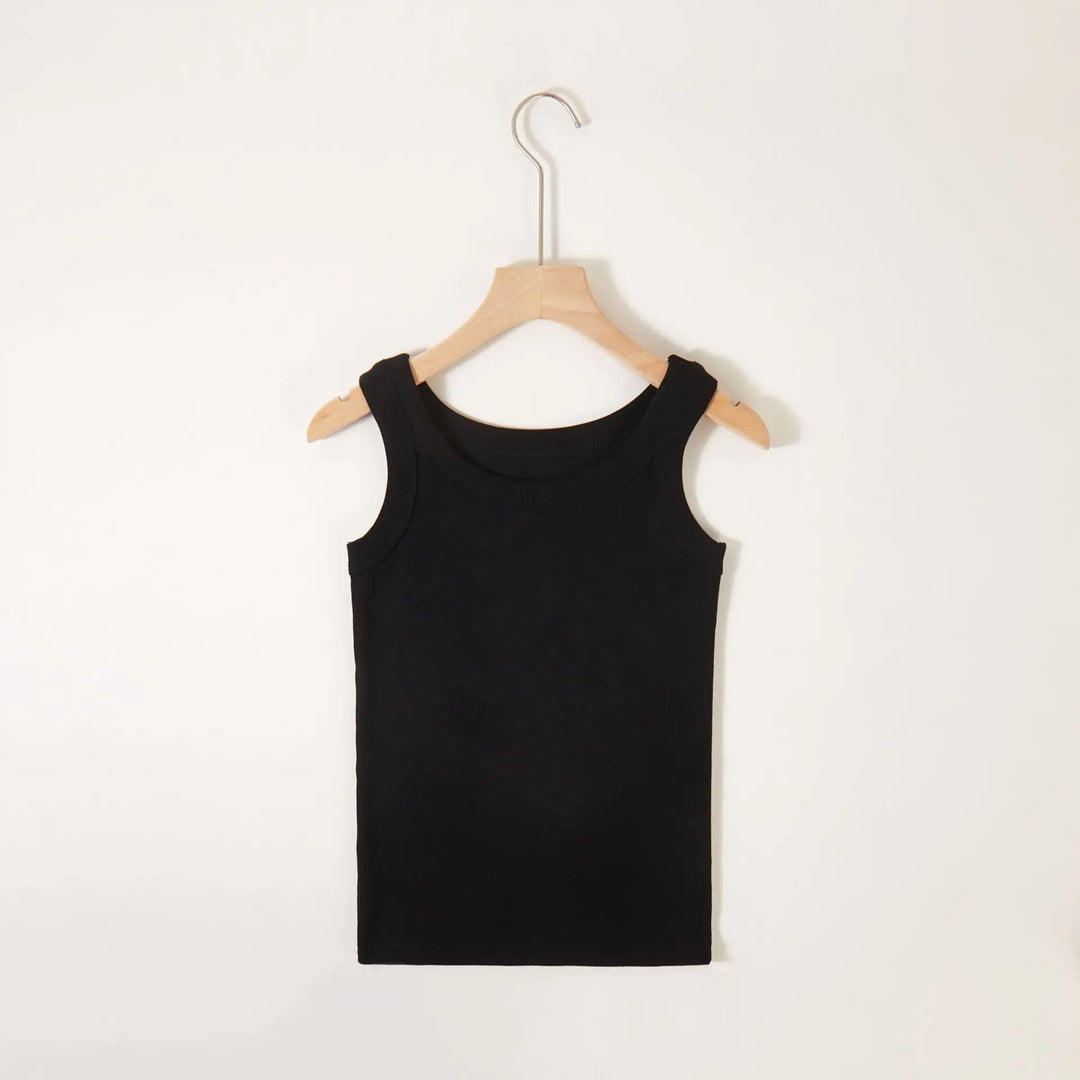 Women's Round Neck Basic Racerback Camisole Rib-Knit Solid Sleeveless Crop Tank Tops Long Vest  Amaijoin