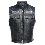 Carregue a imagem no visualizador da Galeria, Sons of Anarchy Embroidery Motorcycle Vest Men Leather Sleeveless Jacket Real Cowhide Leather Club Riding Biker Vests M008  Amaijoin
