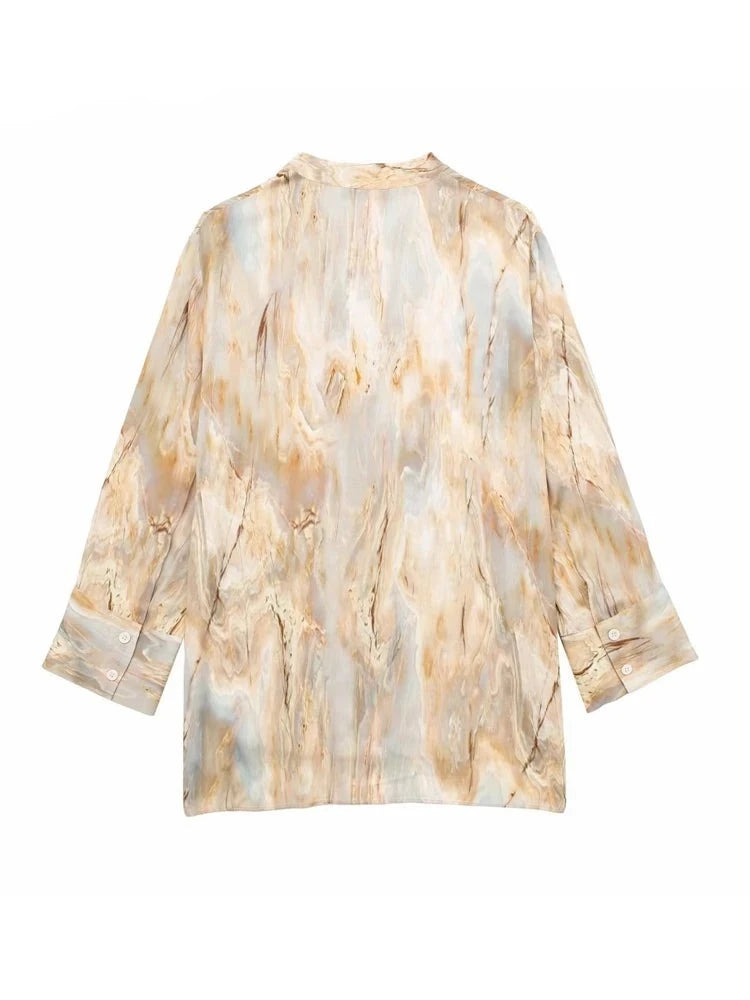 Tangada Women 2023 Tie Dyed Loose Shirts Long Sleeve Female Casual Tops 3H525  Amaijoin