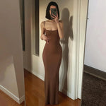 Load image into Gallery viewer, Satin Slip Sleeveless Backless Maxi Dress Women 2023 Y2K Summer Bodycon Elegant Sexy Outfits Ladies Birthday Party Club Sundress  Amaijoin
