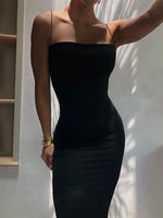 Carregue a imagem no visualizador da Galeria, Summer Black Sexy Dress Women Streetwear Sleeveless Backless Solid Spaghetti Strap Bodycon Casual Clubwear Elegant Party Dresses  Amaijoin
